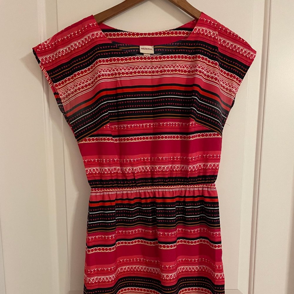 Pink and Blue Patterned Dress